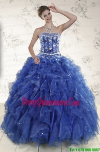 Luxurious Beading and Ruffles 2015 Quinceanera Dresses in Royal Blue