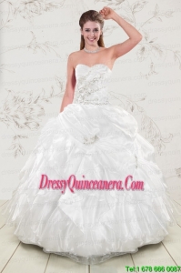 Luxurious Beading and Ruffles 2015 Quinceanera Dresses in White