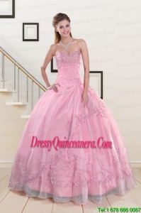 New Style Beading and Appliques Baby Pink Quinceanera Dresses for 2015