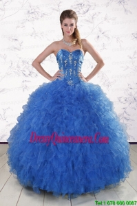 New Style Royal Blue 2015 Quinceanera Dresses with Appliques and Ruffles