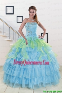 New Style Strapless 2015 Quinceanera Dresses with Beading