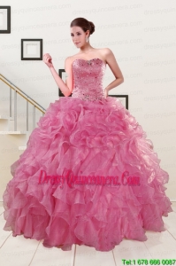 Pink 2015 Luxurious Quinceanera Dresses Sweetheart with Ruffles