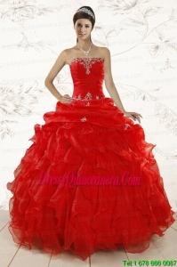 2015 Perfect Ball Gown Strapless Sweet 15 Dresses with Beading and Ruffles