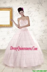 2015 Perfect Light Pink Quinceanera Dresses with Appliques