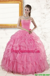 2015 Perfect Sweetheart Beading Baby Pink Quinceanera Dresses