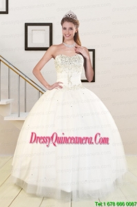 2015 Sweetheart White New Style Quinceanera Dresses with Beading
