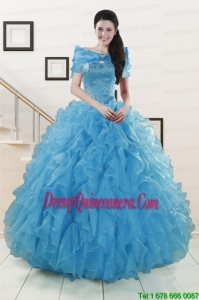 New Style Blue Quinceanera Dresses With Beading and Ruffles