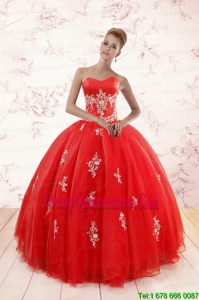 New Style Red Puffy Quinceanera Dresses with Appliques