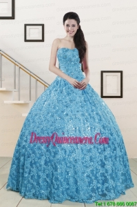 2015 Pretty Sweetheart Ball Gown Quinceanera Dress in Baby Blue