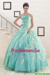 Perfect Blue Quinceanera Dresses with Appliques for 2015