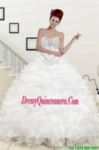 Pretty Sweetheart Sweep Train Beading and Ruffles Quinceanera Dress for 2015