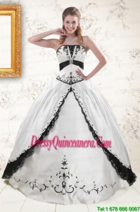 2015 Pretty Embroidery Quinceanera Dresses in White and Black