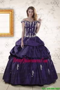 2015 Pretty Off The Shoulder Appliques Quinceanera Dresses in Purple