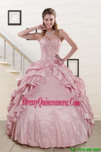 2015 Pretty Sweet Spaghetti Straps Quinceanera Dresses in Pink