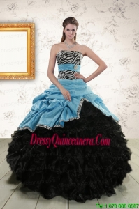 Pretty Ruffles 2015 Quinceanera Dresses with Zebra and Belt