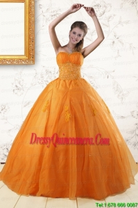2015 Vintage Princess Orange Quinceanera Dresses with Appliques