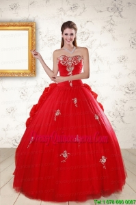 2015 Vintage Sweetheart Quinceanera Dresses with Appliques