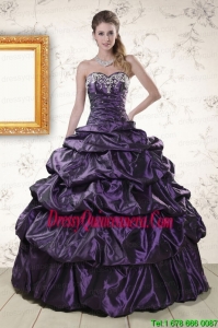 Vintage Sweetheart Purple Sweet 15 Dresses with Appliques for 2015