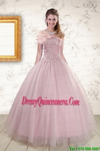 2015 Light Pink Strapless Vintage Sweet 16 Dresses with Appliques