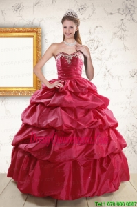 Vintage Appliques 2015 Hot Pink Quinceanera Dresses with Lace Up