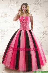Vintage Multi-color Sweet 15 Dresses with Beading for 2015