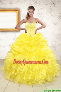 Vintage Sweetheart Yellow Quinceanera Dresses with Beading