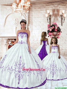 Customize Purple Embroidery White Princesita Dress for 2015