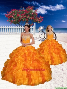 New Style Appliques and Beading Orange Princesita Dress