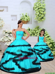 2015 Fashionable Aqua Blue Princesita Dress with Beading and Ruching