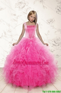 2015 Most Popular Beading and Ruffles Little Girl Pageant Dress in Pink