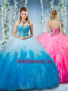 Artistic Gradient Color Big Puffy Classic Quinceanera Dresses with Beading and Ruffles