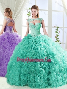 Big Puffy Brush Train Detachable Quinceanera Skirts with Beading and Appliques