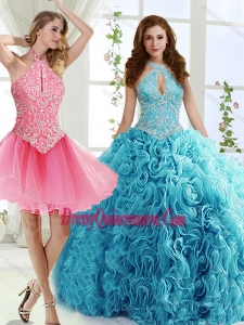 Cut Out Bust Beaded Romantic Quinceanera Dresses in Baby Blue
