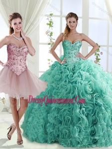 Decent Rolling Flowers Really Puffy Gorgeous Quinceanera Dresses with Beading