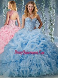 Elegant Brush Train Big Puffy Gorgeous Quinceanera Dresses with Beading and Ruffles