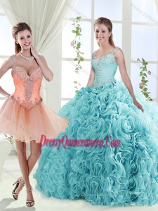 Gorgeous Beaded Straps Romantic Quinceanera Dresses with See Through Back