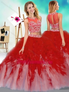 New Style Two Classic Piece Scoop Quinceanera Dress with Beading and Ruffles