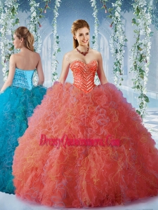 Popular Beaded and Ruffled Romantic Quinceanera Dresses with Big Puffy