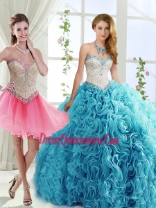 Sophisticated Rolling Flowers Detachable Quinceanera Skirts with Brush Train