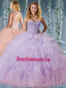 Exclusive Beaded and Ruffled Simple Quinceanera Gowns with Detachable Straps