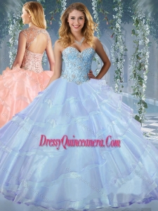 Luxurious Beaded and Ruffled Layers Traditional Quinceanera Gowns with Detachable Straps
