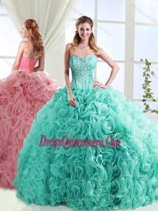 Visible Boning Beaded and Applique Unique Sweet 16 Dresses in Rolling Flowers