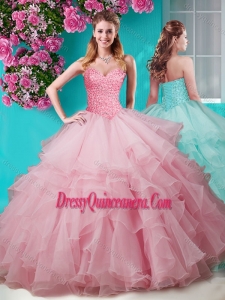Gorgeous Baby Pink Really Puffy Quinceanera Dress with Beading and Ruffles Layers