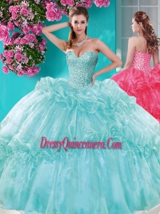 Gorgeous Beaded and Pick Ups Quinceanera Gown with Really Puffy