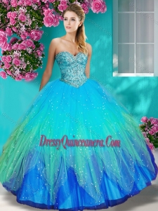 Romantic Really Puffy Beaded and Appliques Quinceanera Dress in Colorful