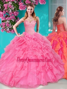 Traditional Beaded and Ruffles Sweetheart Sweet 16 Dress in Big Puffy