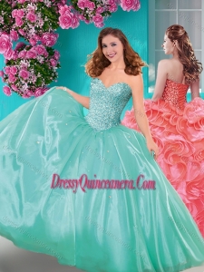 Traditional Really Puffy Beaded and Ruffled Quinceanera Dress with Floor Length