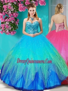 Unique Beaded Rainbow Quinceanera Dress with Really Puffy