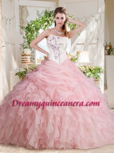 Affordable Asymmetrical Beaded Quinceanera Dress with Visible Boning Bubbles and Ruffles