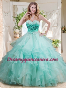 Elegant Floor Length Big Puffy Quinceanera Dress with Beading and Ruffles Layers